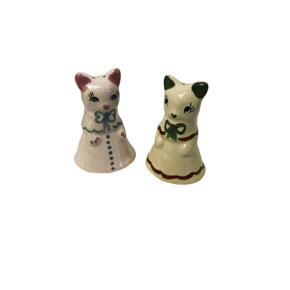 Kittens Ceramic Salt & Pepper Shakers Siamese Cat Japan 3 1/8" Pink Green Read - Picture 10 of 10